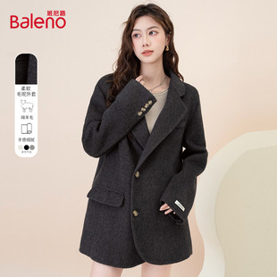 呢子大衣女J 通勤外套女上衣开衫 班尼路高级感西装 毛呢秋冬中长款