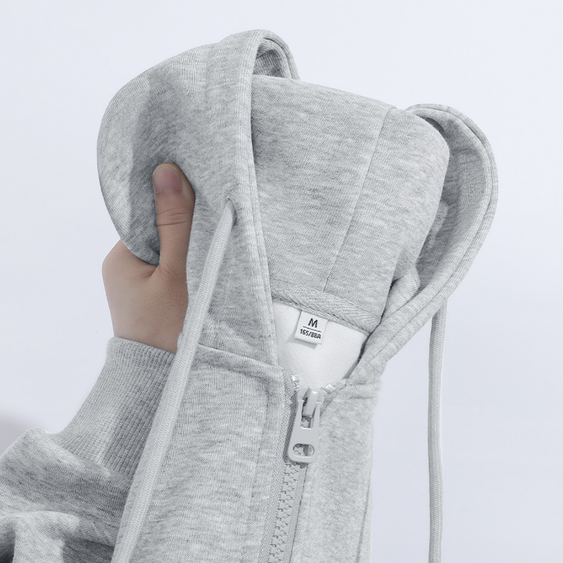 班尼路灰色卫衣外套女连帽加绒