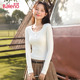 内搭打底衫 女2026秋季 新款 班尼路白色u领修身 早秋长袖 女t恤上衣H