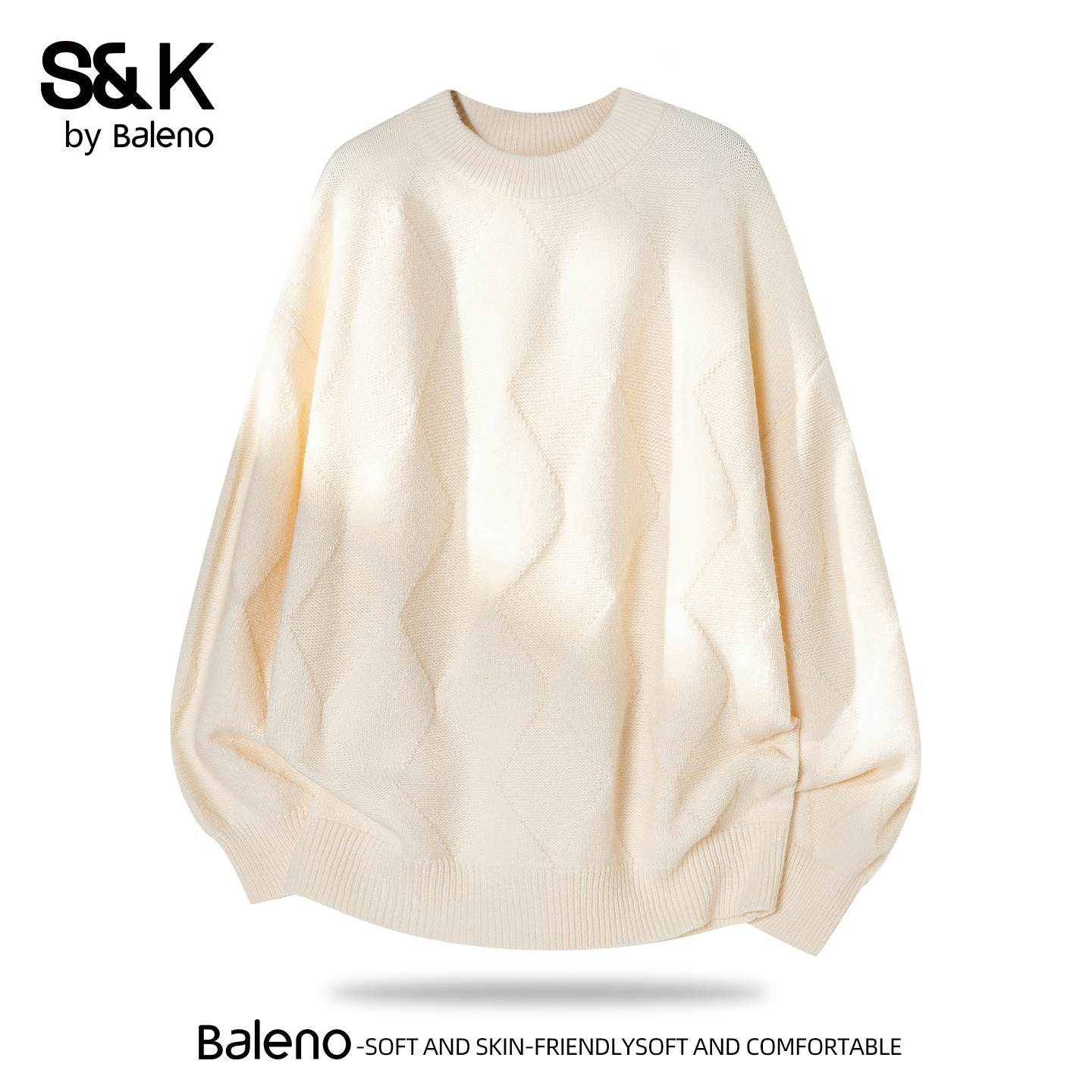 班尼路SK菱形格圆领毛衣男士秋冬