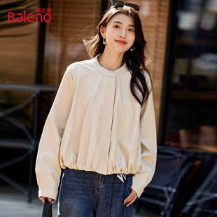 班尼路甜酷风皮衣外套女春秋高级感酷飒时尚 百搭洋气夹克上衣女J