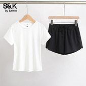 2026新款 班尼路S&K速干t恤运动套装 女夏季 健身服跑步穿搭两件套H