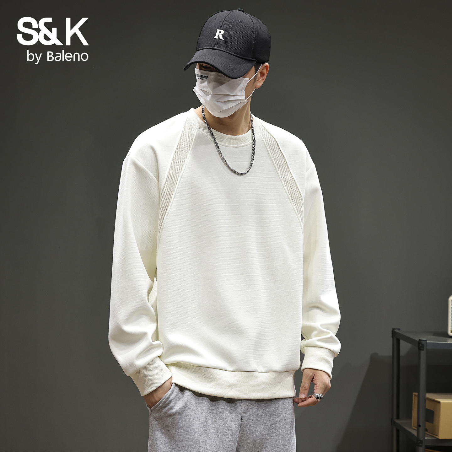 班尼路秋冬新款宽松拼接长袖上衣