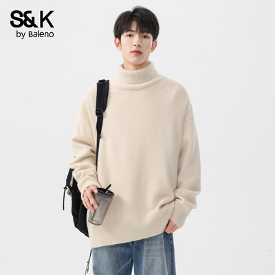 班尼路秋冬季青少年宽松高领毛衣