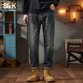 复古直筒牛仔裤 男2025新款 秋季 班尼路SK美式 宽松潮牌锥形长裤 子YS