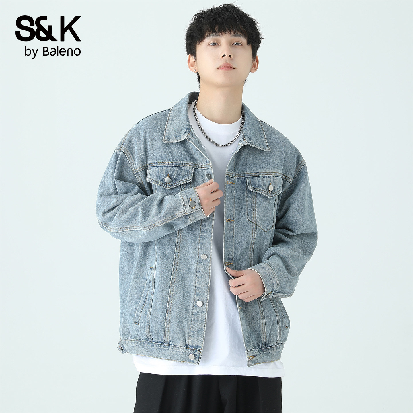 班尼路SK牛仔外套夹克男士秋冬新款翻领百搭时尚潮流宽松上衣服YS,男装,夹克,淘宝优惠券,粉丝福利购,淘宝优惠卷