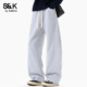 班尼路SK休闲慵懒风宽松阔腿裤 子YS 抽绳垂感直筒长裤 男士 2026春季