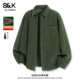 班尼路S&K男士 日常通勤上衣A 衬衣男冬季 灯芯绒衬衫 橄榄绿复古长袖