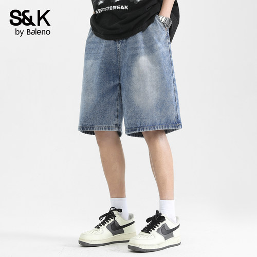 班尼路SK夏季宽松休闲牛仔短裤男