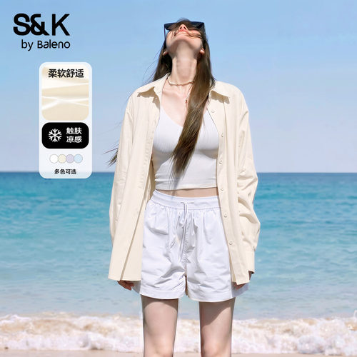 班尼路S&K冰丝长袖衬衫女夏季新款户外运动休闲凉感防晒衬衣外套N