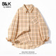 2026新款 班尼路S&K黄色格子衬衫 女春夏季 设计感港风穿搭衬衣外套H