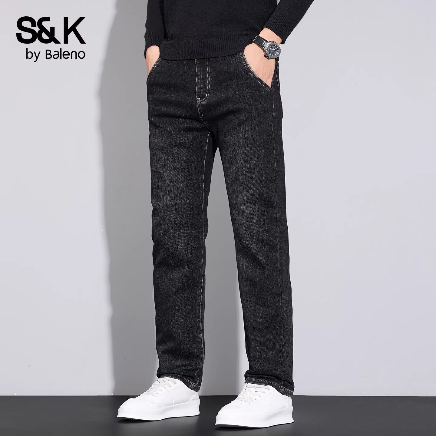 班尼路SK春夏季高端牛仔裤男2026春夏新款宽松水洗直筒男士裤子YS
