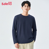 t恤男春季 藏青色美式 潮流上衣宽松休闲男士 班尼路纯棉长袖 打底衫