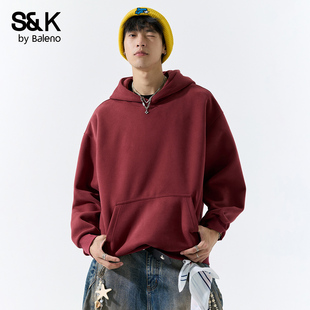 潮牌帽衫 宽松美式 男YS 春夏季 班尼路S&K系列简约重磅连帽卫衣男士