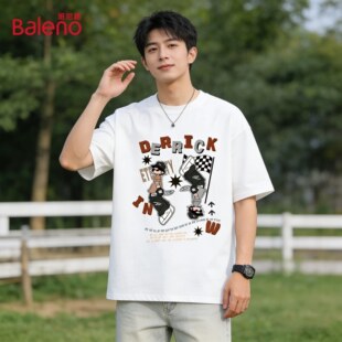 时尚 班尼路圆领短袖 纯棉柔软宽松舒适男式 新款 休闲上衣J T恤男夏季