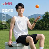 班尼路白色抗菌圆领背心男春夏户外运动透气无袖 上衣男士 宽松t恤A