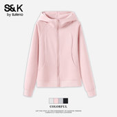 班尼路S&K系列运动卫衣外套女春季 上衣M 休闲长袖 新款 连帽拉链开衫
