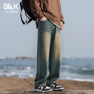 牛仔裤 潮流痞帅男生长裤 男冬季 25新款 厚A 加绒直筒裤 班尼路S&K美式