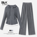 连帽外套阔腿裤 新款 一整套女Q 女秋季 班尼路S&K系列假两件休闲套装