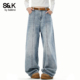 风牛仔裤 男春季 2026新款 班尼路SK美式 宽松阔腿直筒长裤 休闲百搭YS