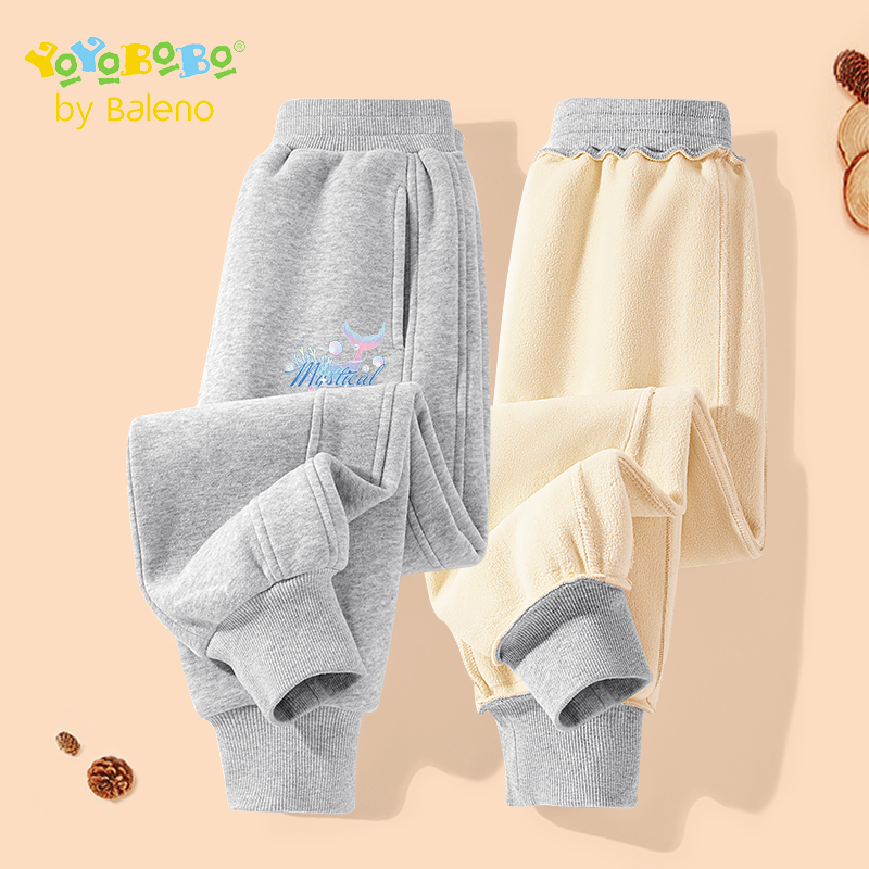 班尼路童装YBB系列女童休闲裤加绒保暖儿童运动裤女大童冬装裤子P