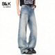 水洗牛仔裤 男2026新款 春季 班尼路SK美式 宽松直筒阔腿显高长裤 男YS