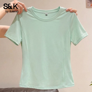 t恤女夏季 显瘦跑步瑜伽上衣半袖 薄款 修身 2026新款 班尼路速干短袖