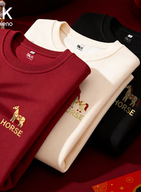 班尼路S&K系列红色卫衣男士新款宽松休闲上衣男本命年马年衣服LF