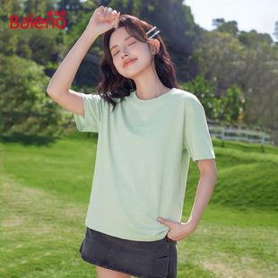 打底衫 班尼路纯棉短袖 宽松半袖 夏季 小个子正肩上衣M t恤女2026新款