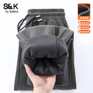 潮流运动裤 班尼路S&K雪尼尔加绒卫裤 青少年中灰色大码 冬季 男A 男款