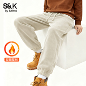 男2025秋冬季 双面抓绒男士 奥粒绒冬款 班尼路SK系列卫裤 束脚裤 子LF