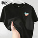 班尼路S&K系列黑色圆领纯棉短袖 宽松上衣H 大码 T恤女2026夏季 新款