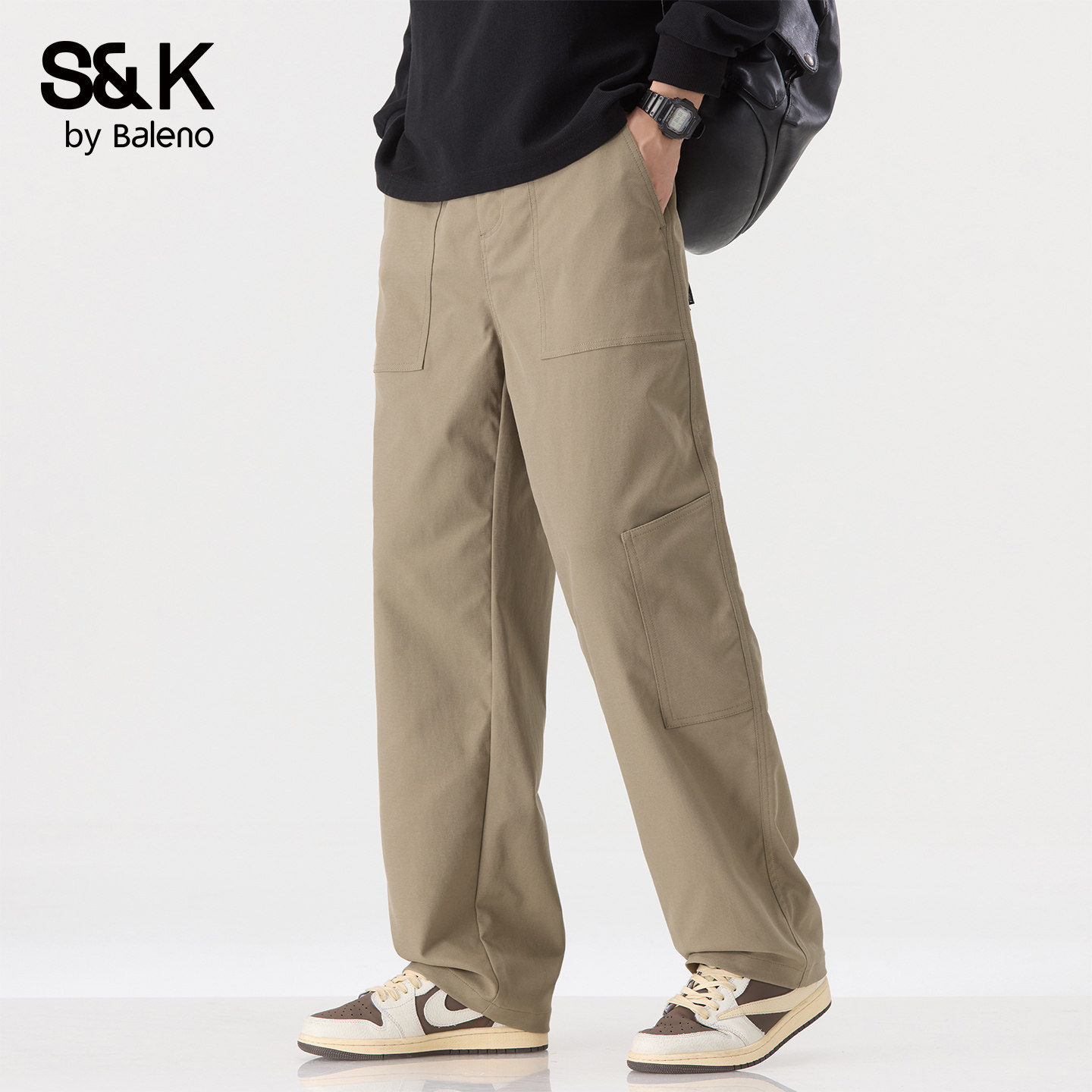 班尼路SK宽松工装休闲裤子男士冬季新款百搭直筒时尚潮流长裤子MS