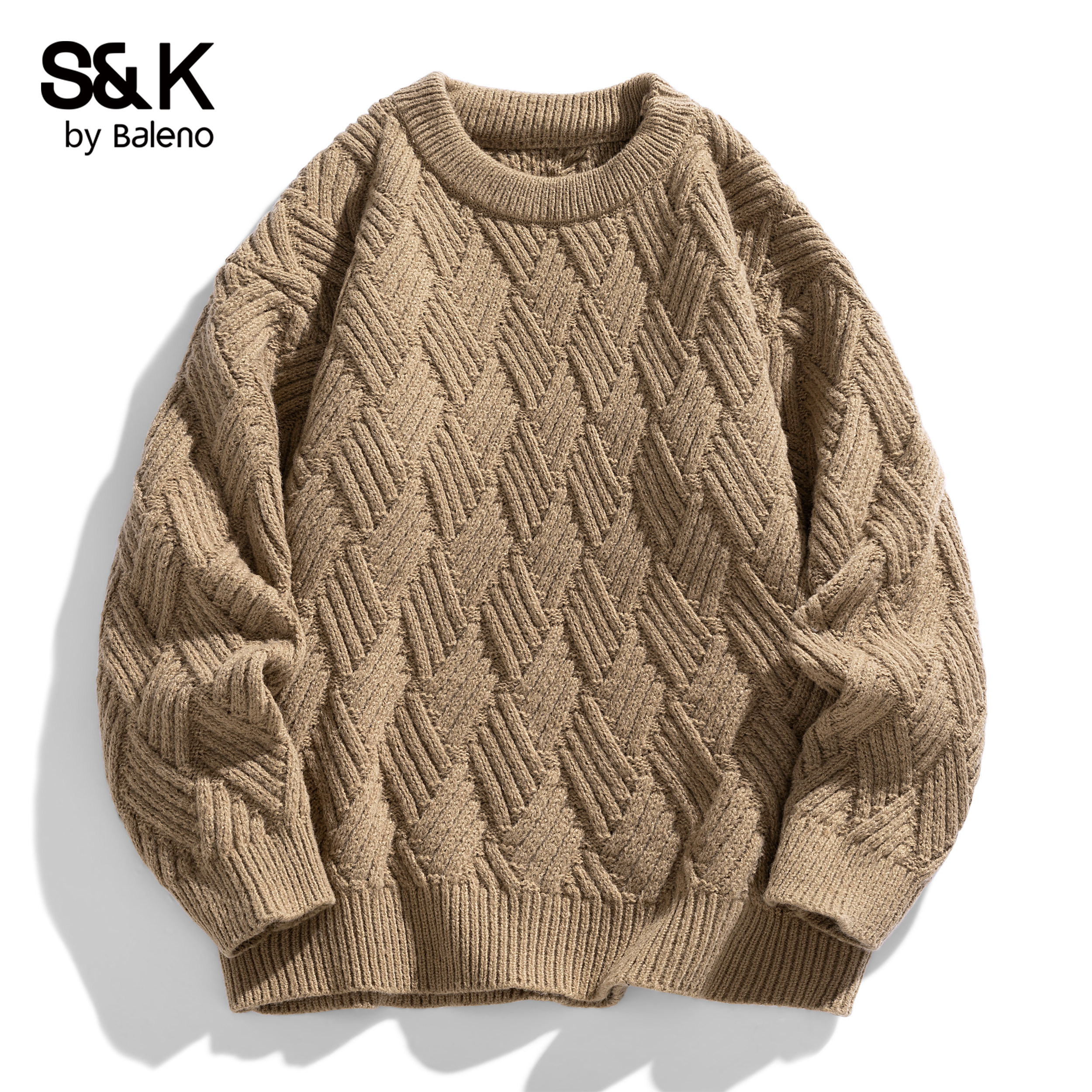 班尼路SK粗麻花编织毛衣男士春夏季休闲套头针织衫长袖毛线打底YS