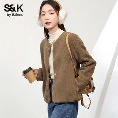 班尼路SkK摇粒绒短款外套女小个子小香风2025秋冬季新款开衫上衣H