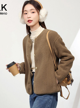 班尼路SkK摇粒绒短款外套女小个子小香风2026秋冬季新款开衫上衣H
