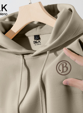 班尼路S&K系列美式连帽卫衣男秋季320G重磅棉感男士休闲外套衫LF