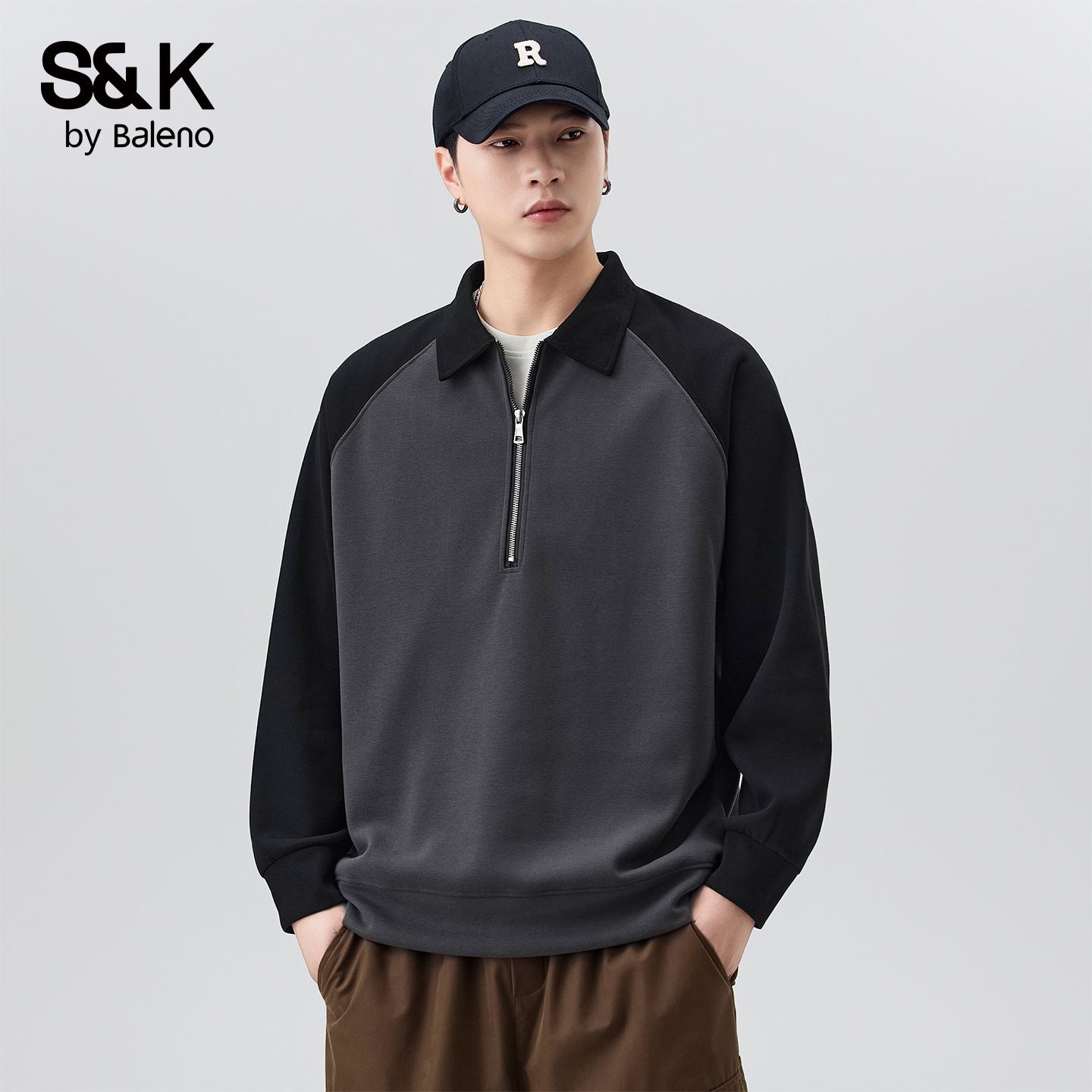 班尼路SK半拉链卫衣男士翻领休闲