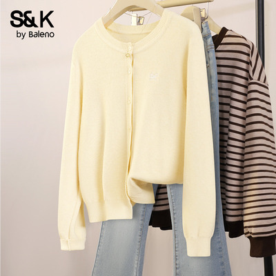 黄色针织毛衣外套女开衫上衣