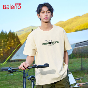 卡通胸花印花T恤衫 青少年2025新款 潮牌衣服男C 男款 班尼路纯棉短袖