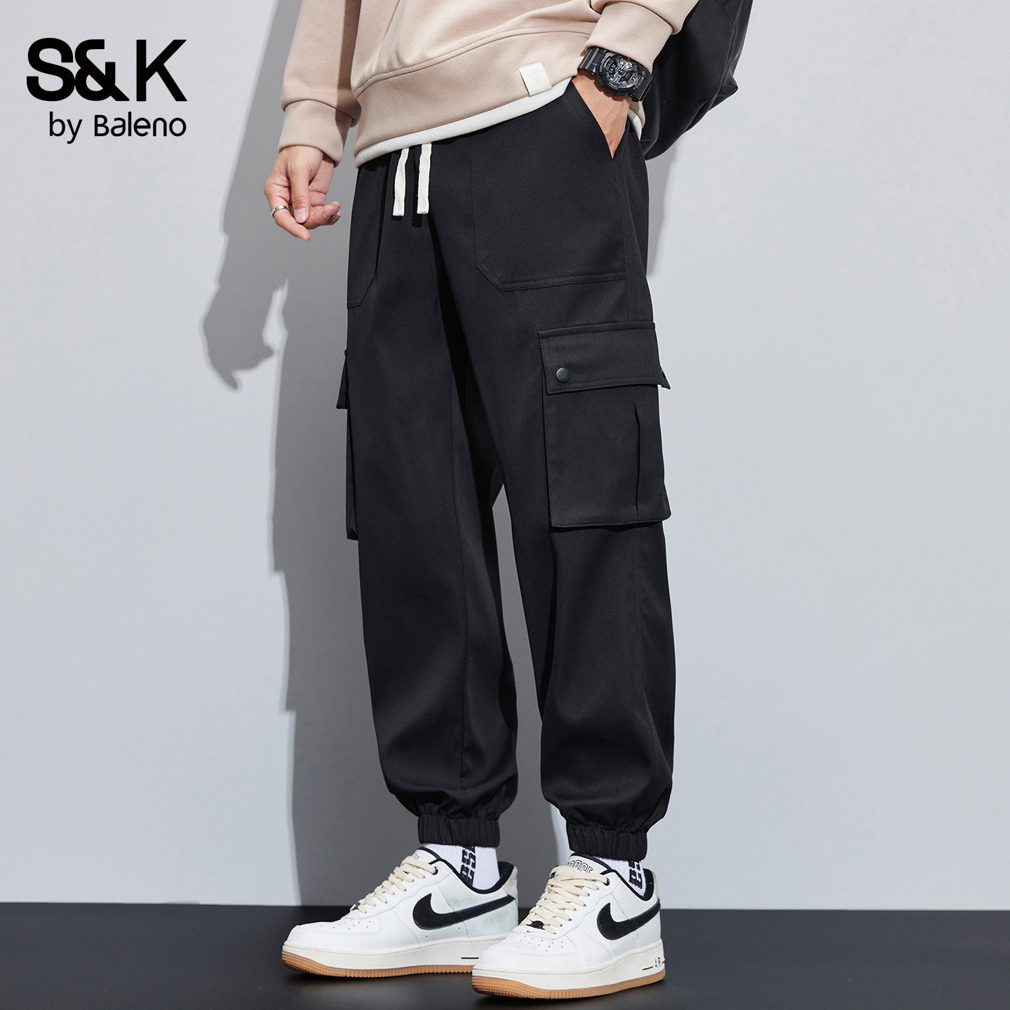 班尼路SK束脚休闲裤男士2026春夏季新款直筒宽松时尚潮流裤子男YS