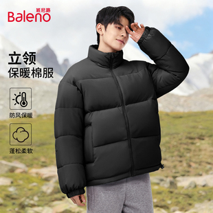 班尼路黑色百搭男士 棉衣外套宽松面包服潮LF 棉服男羽丝棉保暖冬季