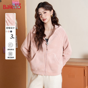 班尼路简约纯色连帽卫衣外套女秋冬季休闲百搭减龄保暖开衫上衣J