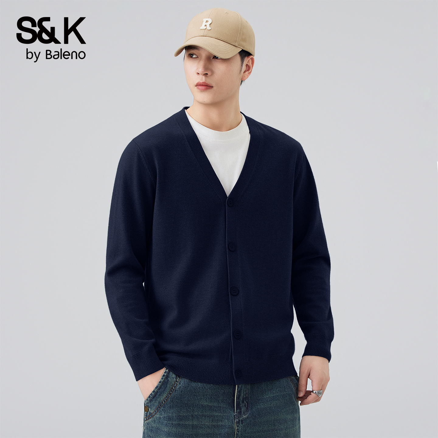 班尼路SK休闲百搭线衣V领毛衣