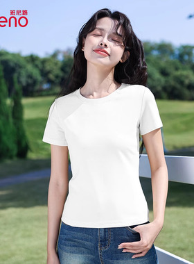 班尼路白色短袖t恤女2026年夏季新款爆款圆领修身基础款上衣半袖H