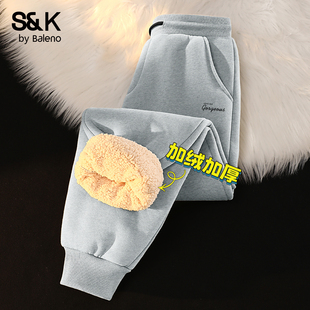 运动男裤 班尼路S&K系列青少年卫裤 羊羔绒加厚保暖休闲裤 冬季 男款