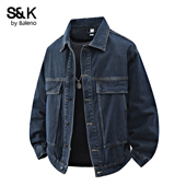 班尼路SK秋季 休闲牛仔夹克男外套春秋宽松上衣男款 2025新款 男士