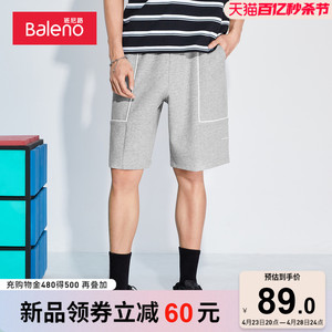 班尼路男装刺绣针织短裤夏季新款潮流男装宽松舒适百搭休闲裤男