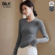 流行保暖舒适内搭修身 班尼路S&K系列灰色打底衫 女秋季 显瘦上衣女Q