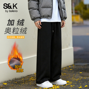 休闲长裤 班尼路SK系列加绒直筒裤 男士 加厚保暖运动裤 男生LF 男冬季